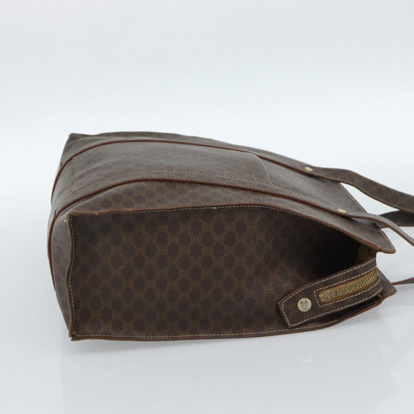 CELINE Macadam Canvas Tote Bag PVC Leather Brown Gold Auth BA13283