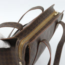 CELINE Macadam Canvas Tote Bag PVC Leather Brown Gold Auth BA13283-6