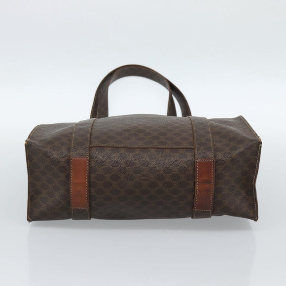 CELINE Macadam Canvas Tote Bag PVC Leather Brown Gold Auth BA13283
