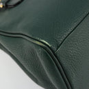 Burberrys Hand Bag Leather Green Gold Auth BA13284-14