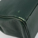 Burberrys Hand Bag Leather Green Gold Auth BA13284-16