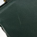 Burberrys Hand Bag Leather Green Gold Auth BA13284-10