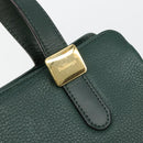 Burberrys Hand Bag Leather Green Gold Auth BA13284-17