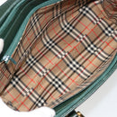 Burberrys Hand Bag Leather Green Gold Auth BA13284-12