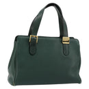 Burberrys Hand Bag Leather Green Gold Auth BA13284-1