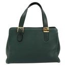 Burberrys Hand Bag Leather Green Gold Auth BA13284-13