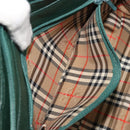 Burberrys Hand Bag Leather Green Gold Auth BA13284-21