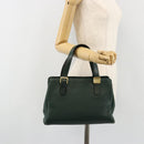 Burberrys Hand Bag Leather Green Gold Auth BA13284-23