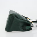 Burberrys Hand Bag Leather Green Gold Auth BA13284-3