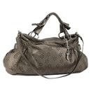 Salvatore Ferragamo Gancini Hand Bag Leather 2way Gold Silver Auth BA13286-1