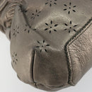 Salvatore Ferragamo Gancini Hand Bag Leather 2way Gold Silver Auth BA13286-16