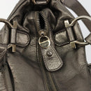 Salvatore Ferragamo Gancini Hand Bag Leather 2way Gold Silver Auth BA13286-10