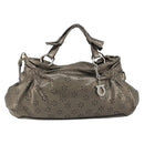 Salvatore Ferragamo Gancini Hand Bag Leather 2way Gold Silver Auth BA13286-13