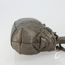 Salvatore Ferragamo Gancini Hand Bag Leather 2way Gold Silver Auth BA13286-3