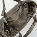 Salvatore Ferragamo Gancini Hand Bag Leather 2way Gold Silver Auth BA13286-6