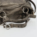 Salvatore Ferragamo Gancini Hand Bag Leather 2way Gold Silver Auth BA13286-7