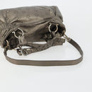 Salvatore Ferragamo Gancini Hand Bag Leather 2way Gold Silver Auth BA13286-9