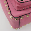 VALENTINO Studs Rugzak Leer Roze Goud Auth BA13289A-15