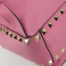 VALENTINO Studs Rugzak Leer Roze Goud Auth BA13289A-17