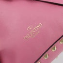 VALENTINO Studs Rugzak Leer Roze Goud Auth BA13289A-18