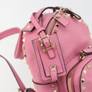 VALENTINO Studs Rugzak Leer Roze Goud Auth BA13289A-19