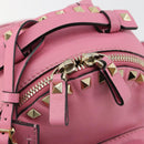 VALENTINO Studs Rugzak Leer Roze Goud Auth BA13289A-20