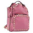 VALENTINO Studs Rugzak Leer Roze Goud Auth BA13289A-1