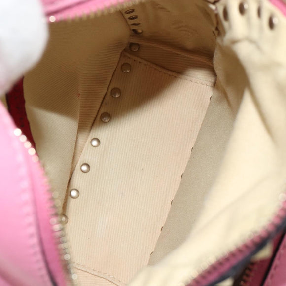 VALENTINO Studs Rugzak Leer Roze Goud Auth BA13289A