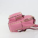 VALENTINO Studs Rugzak Leer Roze Goud Auth BA13289A-3