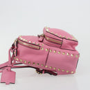 VALENTINO Studs Rugzak Leer Roze Goud Auth BA13289A-4