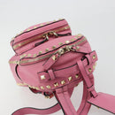 VALENTINO Studs Rugzak Leer Roze Goud Auth BA13289A-6