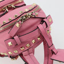 VALENTINO Studs Rugzak Leer Roze Goud Auth BA13289A-7