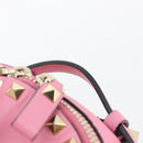 VALENTINO Studs Rugzak Leer Roze Goud Auth BA13289A-8