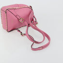 VALENTINO Studs Rugzak Leer Roze Goud Auth BA13289A-9