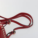 VALENTINO Studs Backpack Leather Red Gold Auth BA13290-14