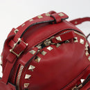 VALENTINO Studs Backpack Leather Red Gold Auth BA13290-20