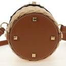 Salvatore Ferragamo Gancini Straw Bag Raffia Beige Gold Auth BA13293SM-5