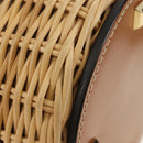 Salvatore Ferragamo Gancini Straw Bag Raffia Beige Gold Auth BA13293SM-15