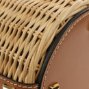 Salvatore Ferragamo Gancini Straw Bag Raffia Beige Gold Auth BA13293SM-17