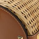 Salvatore Ferragamo Gancini Straw Bag Raffia Beige Gold Auth BA13293SM-18