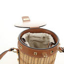 Salvatore Ferragamo Gancini Straw Bag Raffia Beige Gold Auth BA13293SM-21