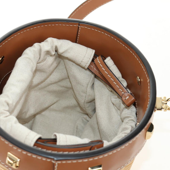 Salvatore Ferragamo Gancini Straw Bag Raffia Beige Gold Auth BA13293SM