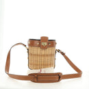 Salvatore Ferragamo Gancini Straw Bag Raffia Beige Gold Auth BA13293SM-12
