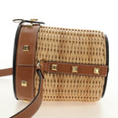 Salvatore Ferragamo Gancini Straw Bag Raffia Beige Gold Auth BA13293SM-3