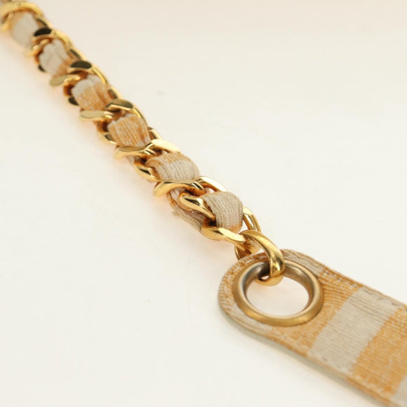CHANEL Matelasse Ketten-Schultertasche Canvas Beige Gold CC Auth BA13294M
