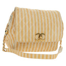 CHANEL Matelasse Ketten-Schultertasche Canvas Beige Gold CC Auth BA13294M-1