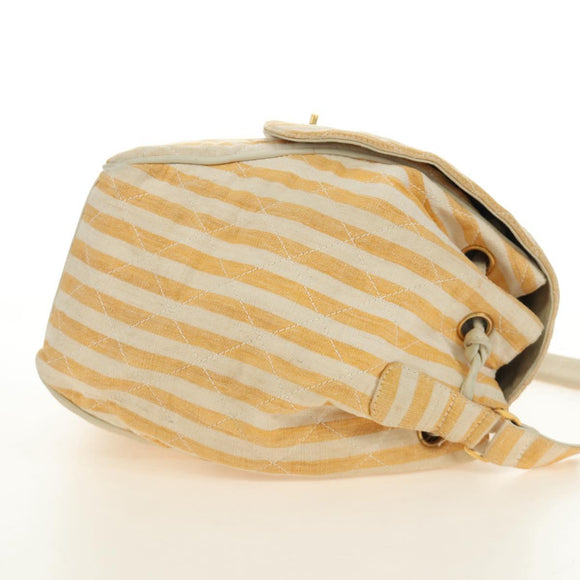 CHANEL Matelasse Ketten-Schultertasche Canvas Beige Gold CC Auth BA13294M