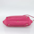 VALENTINO Studs Tote Bag Leather 2way Pink Gold Auth BA13295-5