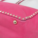 VALENTINO Studs Tote Bag Leather 2way Pink Gold Auth BA13295-15