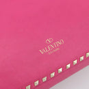 VALENTINO Studs Tote Bag Leather 2way Pink Gold Auth BA13295-18